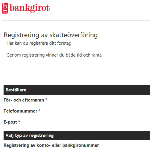 Registrera i elektroniskt formulär