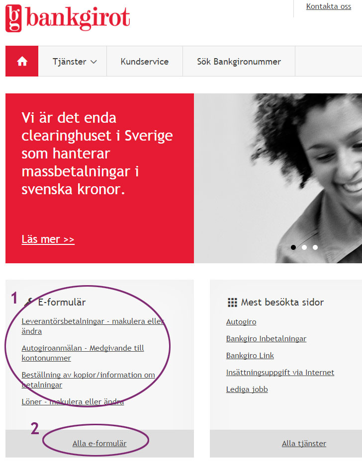 Här hittar du ett e-formulär på startsidan