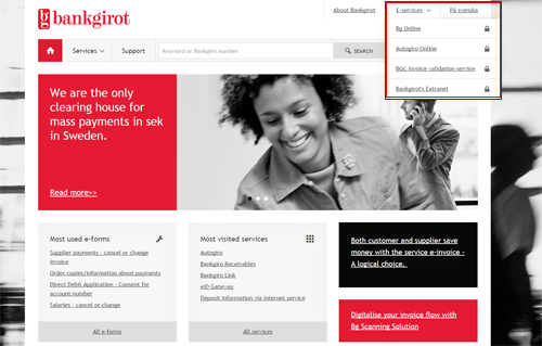 Log in to e-services at Bankgirot