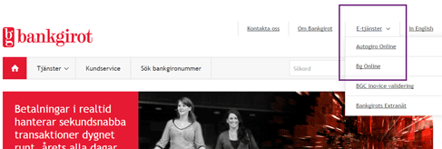 Inloggning till E-tjänster hos Bankgirot